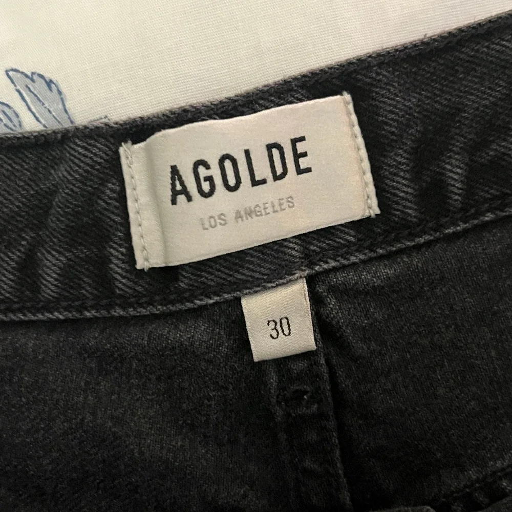 AGOLDE Dee High Rise Denim Shorts Washed Black Raw Hem 30 A083-1157